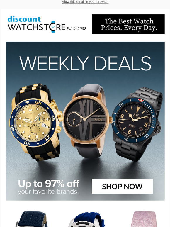 DISCOUNT WATCH STORE: Watches on sale up to 90% off. Free shipping in the USA