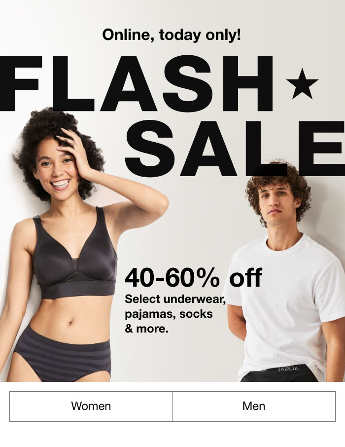MACY’S: Flash Sale: 40-60% off underwear, pajamas, socks & more—today only!